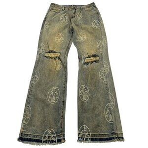 Untitled Artworks Denim Pants Allover Logo in Blue